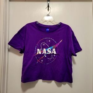 Purple Nasa Crop Top, Size XXL